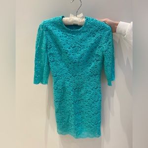 Handmade Turquoise Lace Skinny Mini dress - size XXS
